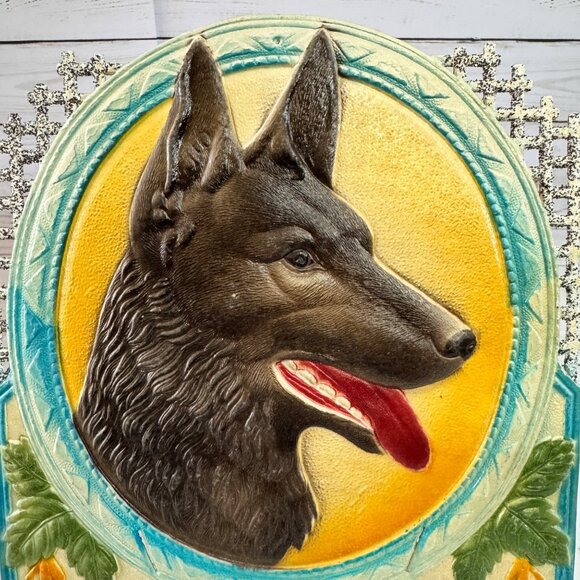 German Die Cut Embossed Lattice German Shepherd 3d Display Collectible Vintage - Picture 2 of 9